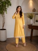 2-Piece Mustard Striped Suit