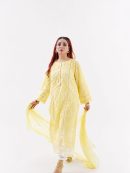 3pc Soft Pastel Yellow Embroidered Suit
