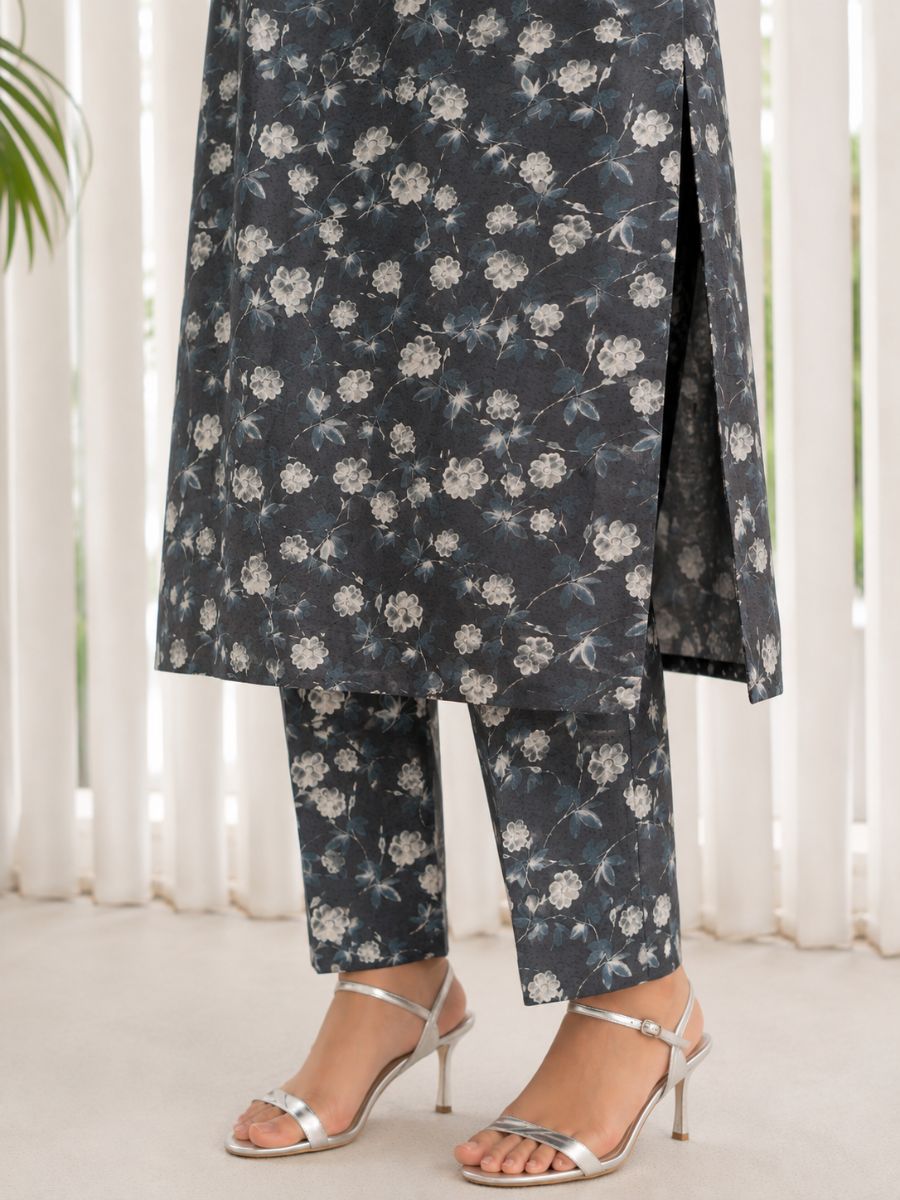 2-Piece Black & Grey Lawn Suit - Image 4
